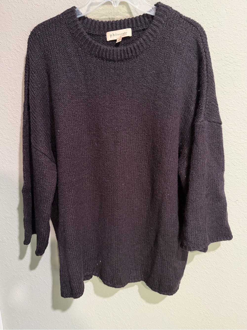Philosophy charcoal black relaxed crewneck sweater